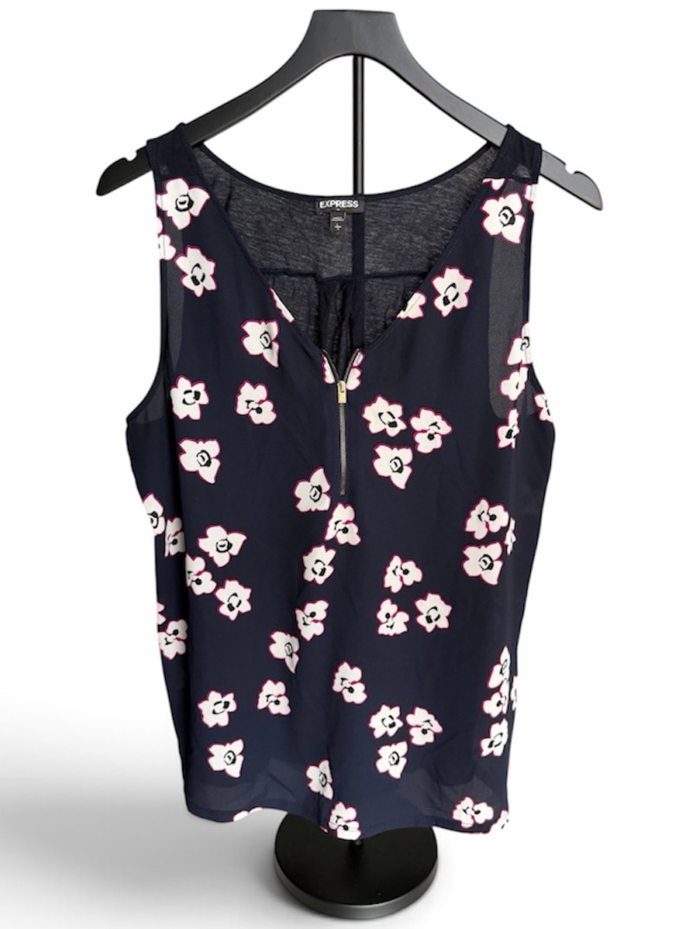 Express Navy Floral Zip-Front Camisole